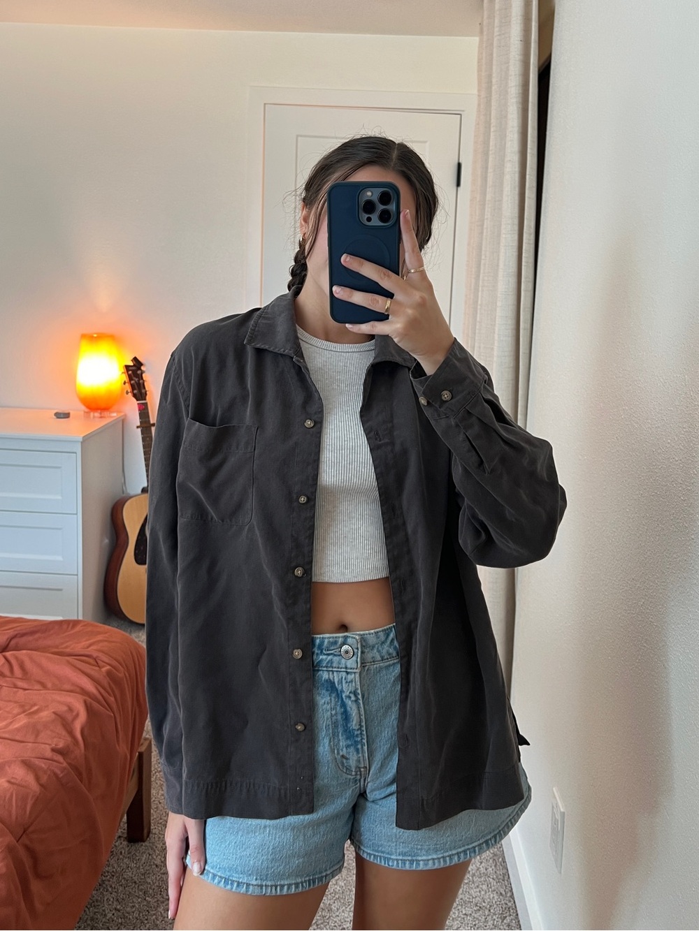 REI Dark Charcoal Button-Down Shirt Jacket